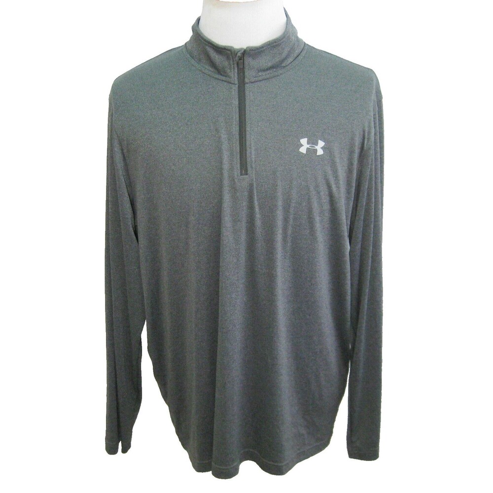 UNDER ARMOUR HeatGear Men's (Size 2XL) Gray Long Sleeve Athletic 1/4 Zip Shirt